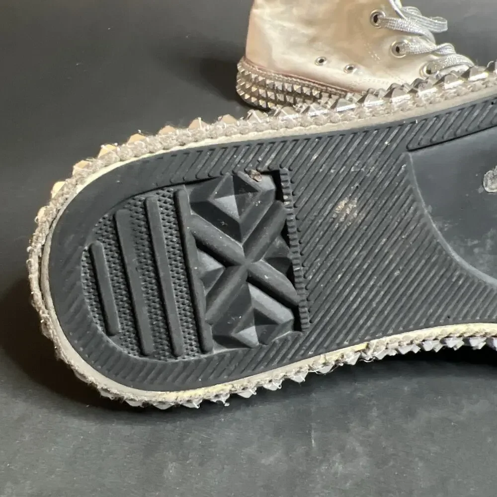 Nan-ku Couture White Jewel Studded Hi Top Sneakers Size 9.5 Tasseled Medallion - Picture 8 of 15